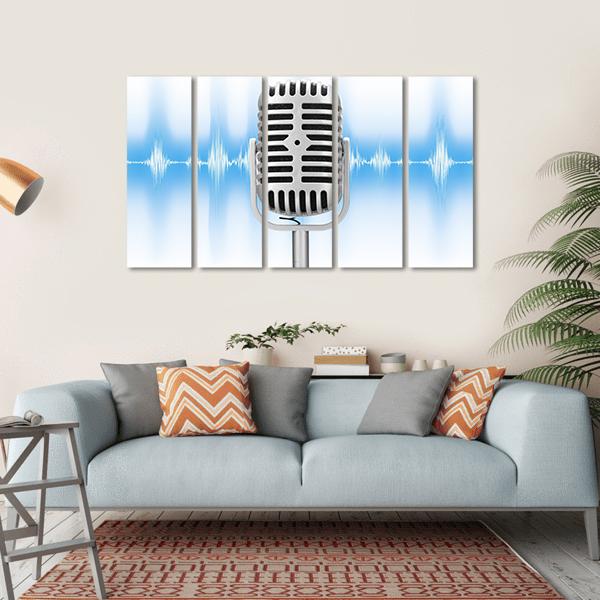 Microphone With Audio Wave Canvas Wall Art-5 Horizontal-Gallery Wrap-22" x 12"-Tiaracle