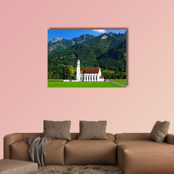 St Coloman Pilgrimage Church in Alpine Meadows Canvas Wall Art