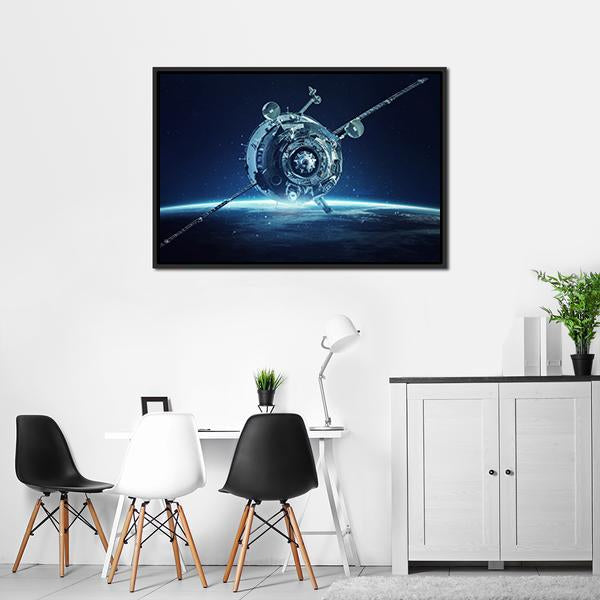 Alien Spaceship In Deep Space Canvas Wall Art-3 Horizontal-Gallery Wrap-25" x 16"-Tiaracle