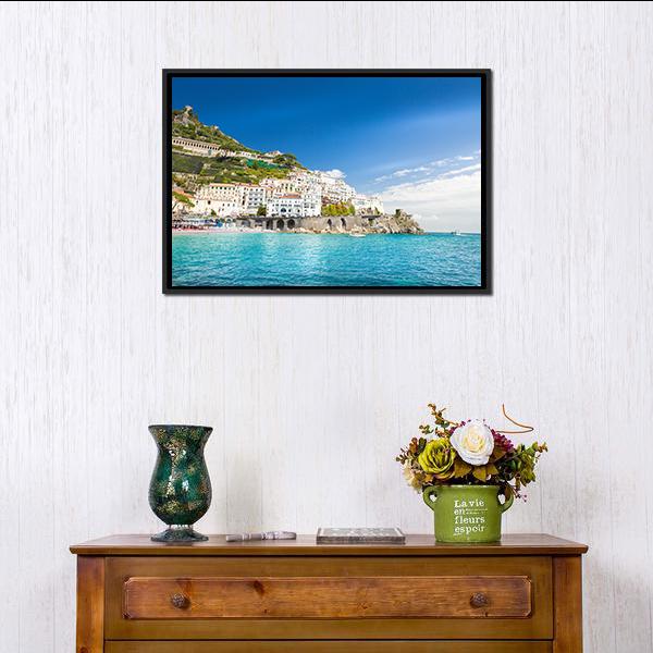 Amalfi Cityscape Canvas Wall Art-3 Horizontal-Gallery Wrap-25" x 16"-Tiaracle