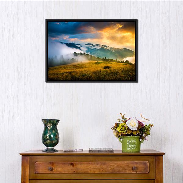 Amazing Mountain Landscape Canvas Wall Art-1 Piece-Floating Frame-24" x 16"-Tiaracle