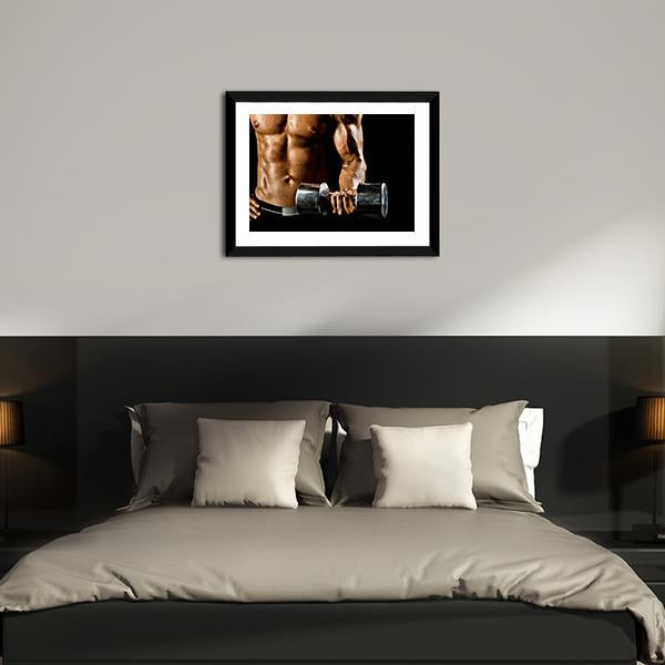 Athletic Exercise With Dumbbells Canvas Wall Art-3 Horizontal-Gallery Wrap-25" x 16"-Tiaracle