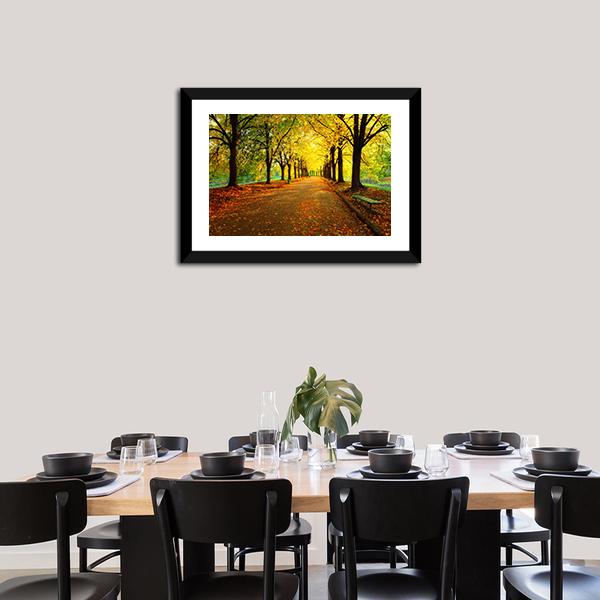 Autumn In City Park Canvas Wall Art-3 Horizontal-Gallery Wrap-25" x 16"-Tiaracle