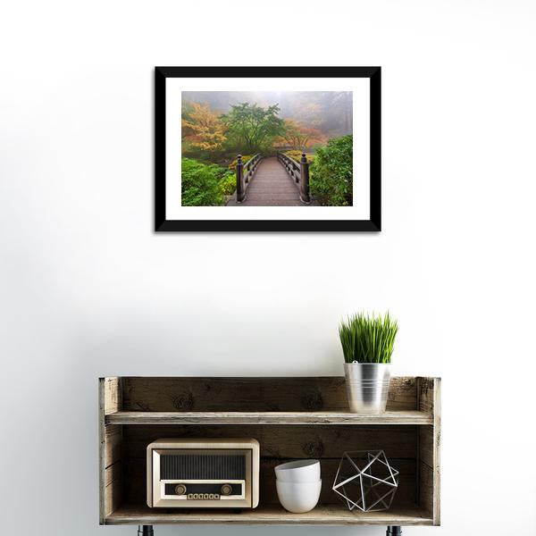 Autumn Moon Bridge Canvas Wall Art-3 Horizontal-Gallery Wrap-25" x 16"-Tiaracle
