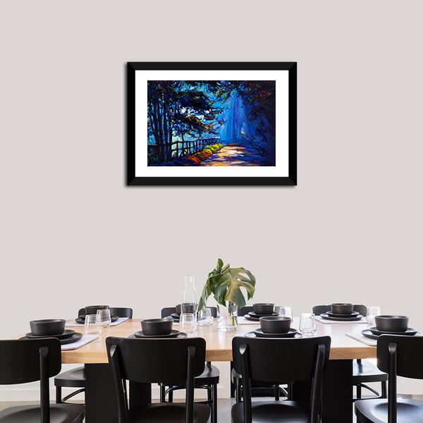 Autumn Park At Night Canvas Wall Art-3 Horizontal-Gallery Wrap-25" x 16"-Tiaracle