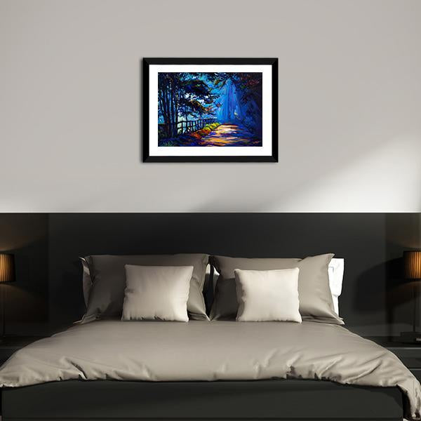 Autumn Park At Night Canvas Wall Art-3 Horizontal-Gallery Wrap-25" x 16"-Tiaracle