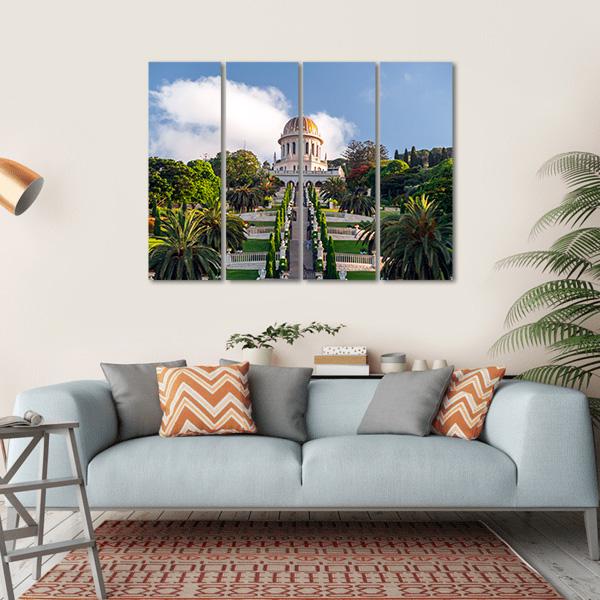 Bahai Gardens Holy Temple Canvas Wall Art-4 Horizontal-Gallery Wrap-34" x 24"-Tiaracle