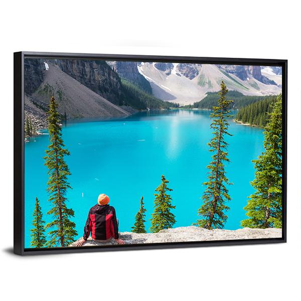 Beautiful Moraine Lake Canvas Wall Art-1 Piece-Floating Frame-24" x 16"-Tiaracle