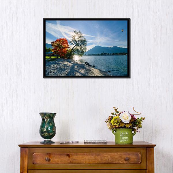 Beautiful Morning On Lake Canvas Wall Art-5 Horizontal-Gallery Wrap-22" x 12"-Tiaracle