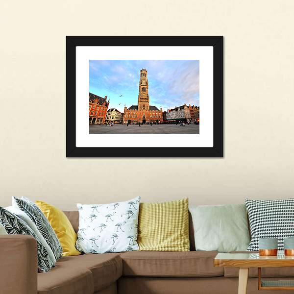 Belfry Of Bruges Canvas Wall Art-5 Horizontal-Gallery Wrap-22" x 12"-Tiaracle