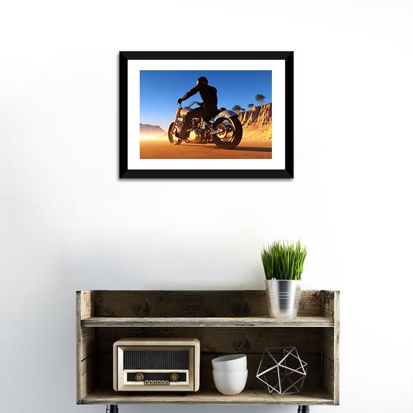 Bike Rider In Desert Canvas Wall Art-3 Horizontal-Gallery Wrap-25" x 16"-Tiaracle