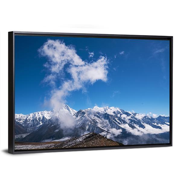 Blue Sky & Snow Mountain Canvas Wall Art-3 Horizontal-Gallery Wrap-25" x 16"-Tiaracle