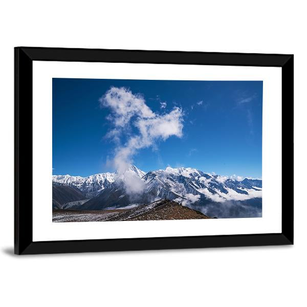Blue Sky & Snow Mountain Canvas Wall Art-3 Horizontal-Gallery Wrap-25" x 16"-Tiaracle