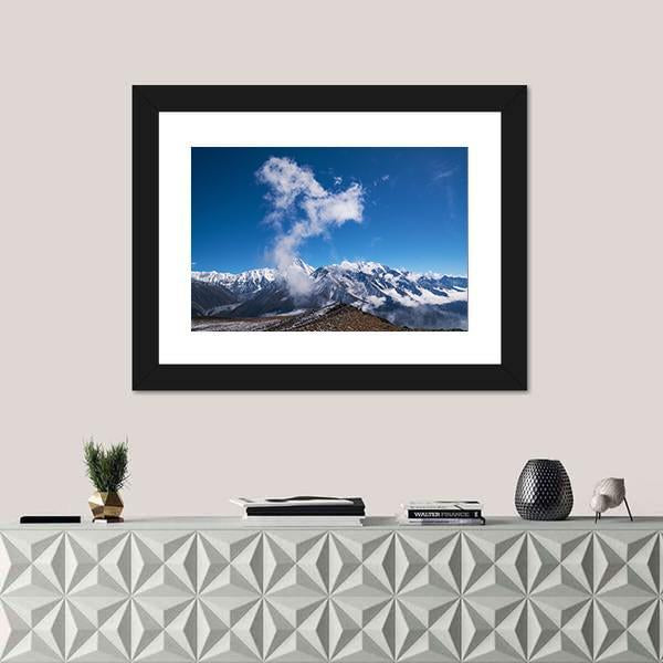 Blue Sky & Snow Mountain Canvas Wall Art-3 Horizontal-Gallery Wrap-25" x 16"-Tiaracle