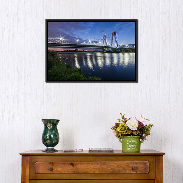 Bridge Over Vistula River Canvas Wall Art-3 Horizontal-Gallery Wrap-25" x 16"-Tiaracle