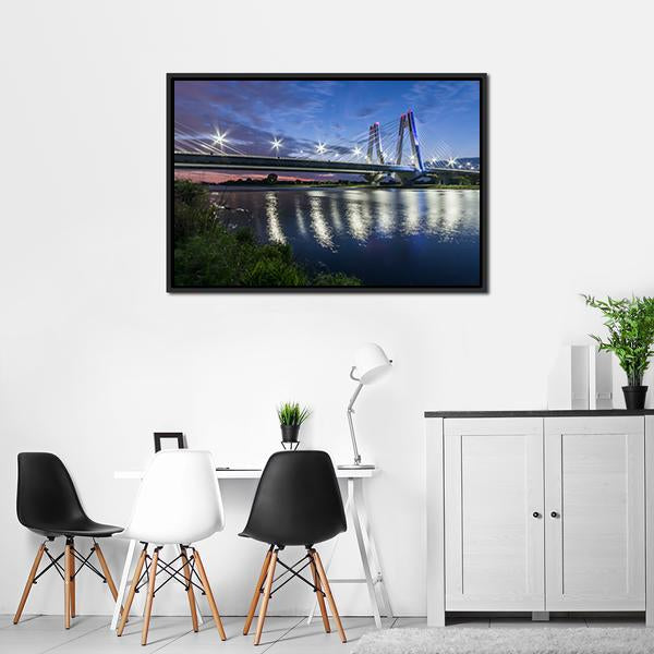 Bridge Over Vistula River Canvas Wall Art-3 Horizontal-Gallery Wrap-25" x 16"-Tiaracle