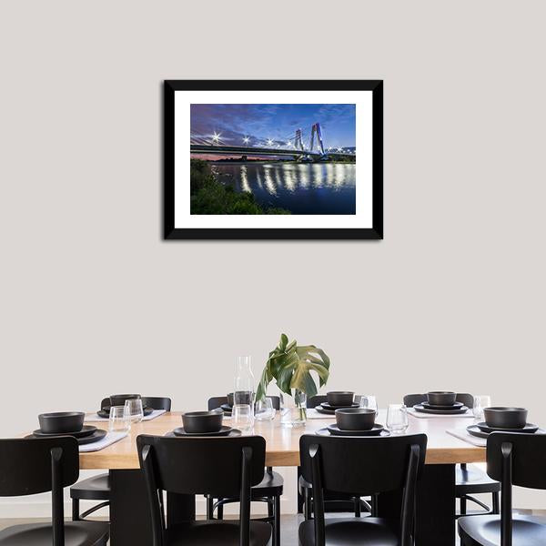 Bridge Over Vistula River Canvas Wall Art-3 Horizontal-Gallery Wrap-25" x 16"-Tiaracle