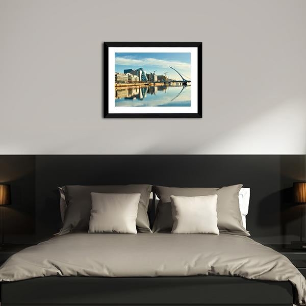 Buildings On Liffey River Canvas Wall Art-5 Horizontal-Gallery Wrap-22" x 12"-Tiaracle