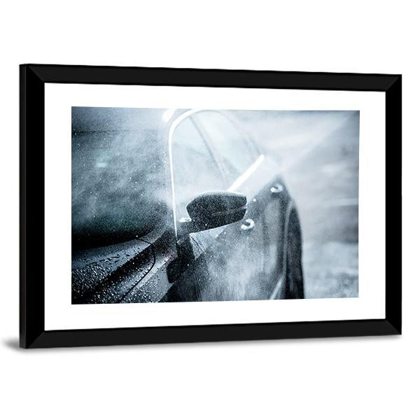 Car Covered By Water Canvas Wall Art-1 Piece-Framed Print-20" x 16"-Tiaracle