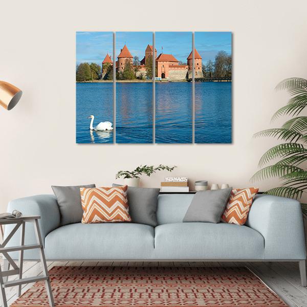 Castle Of Trakai Lithuania Canvas Wall Art-4 Horizontal-Gallery Wrap-34" x 24"-Tiaracle