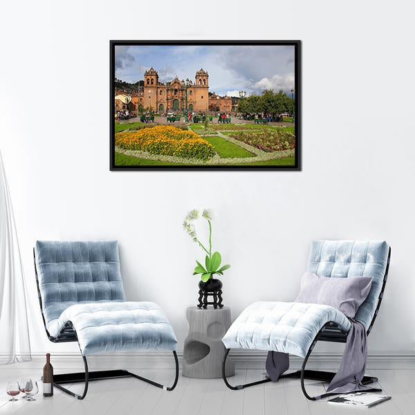 Cathedral Basilica Peru Canvas Wall Art-1 Piece-Floating Frame-24" x 16"-Tiaracle
