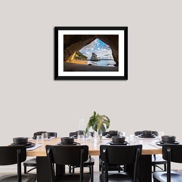 Cathedral Cave At Sunrise Canvas Wall Art-1 Piece-Framed Print-20" x 16"-Tiaracle