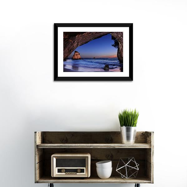 Cathedral Cove At Sunrise Canvas Wall Art-3 Horizontal-Gallery Wrap-25" x 16"-Tiaracle
