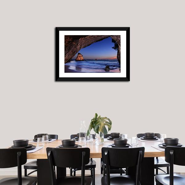 Cathedral Cove At Sunrise Canvas Wall Art-5 Horizontal-Gallery Wrap-22" x 12"-Tiaracle