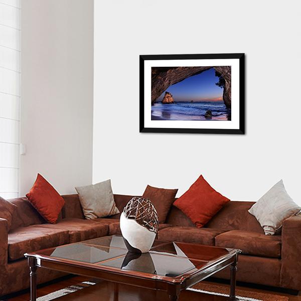 Cathedral Cove At Sunrise Canvas Wall Art-3 Horizontal-Gallery Wrap-25" x 16"-Tiaracle
