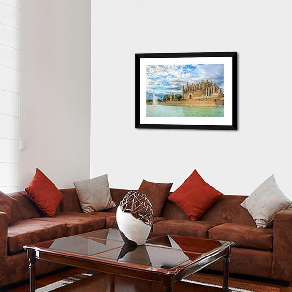 Cathedral De Mallorca Canvas Wall Art-5 Horizontal-Gallery Wrap-22" x 12"-Tiaracle