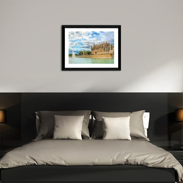 Cathedral De Mallorca Canvas Wall Art-3 Horizontal-Gallery Wrap-25" x 16"-Tiaracle