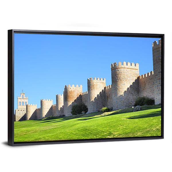 City Walls Of Avila Canvas Wall Art-1 Piece-Floating Frame-24" x 16"-Tiaracle