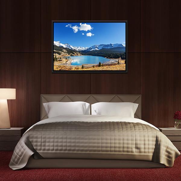 Colorado Rocky Mountains Lake Canvas Wall Art-5 Horizontal-Gallery Wrap-22" x 12"-Tiaracle