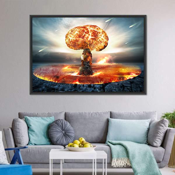 Danger Of Nuclear War Canvas Wall Art-3 Horizontal-Gallery Wrap-25" x 16"-Tiaracle