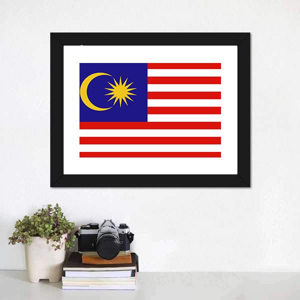 Flag Of Malaysia Canvas Wall Art-5 Horizontal-Gallery Wrap-22" x 12"-Tiaracle