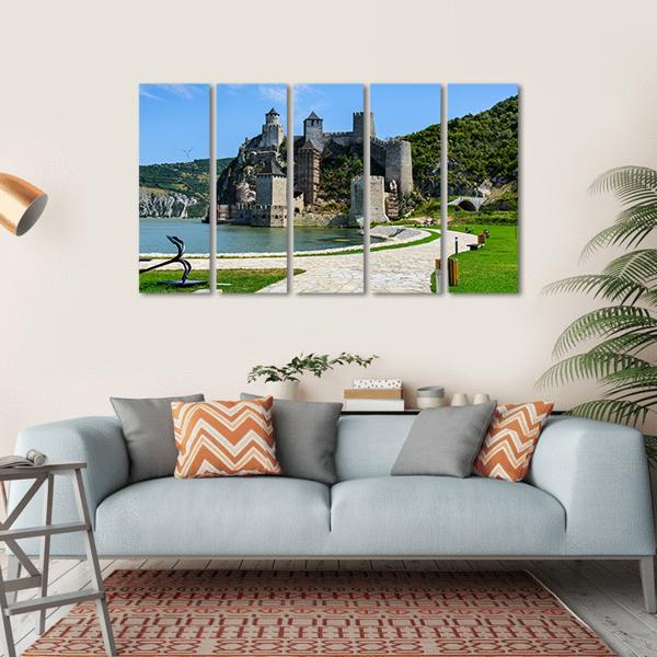 Golubac Fortress Serbia Canvas Wall Art-5 Horizontal-Gallery Wrap-22" x 12"-Tiaracle