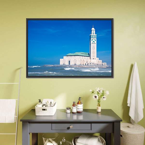 Hassan II Mosque Canvas Wall Art-3 Horizontal-Gallery Wrap-25" x 16"-Tiaracle
