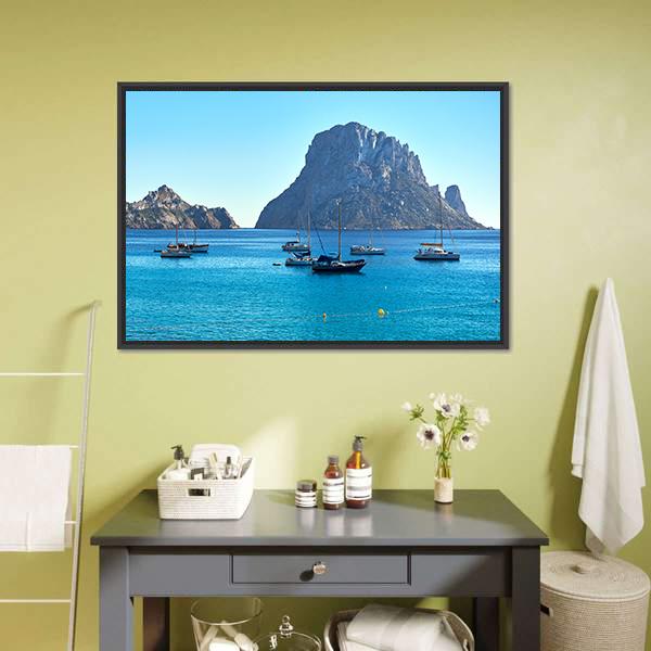 Island Of Es Vedra Canvas Wall Art-3 Horizontal-Gallery Wrap-25" x 16"-Tiaracle