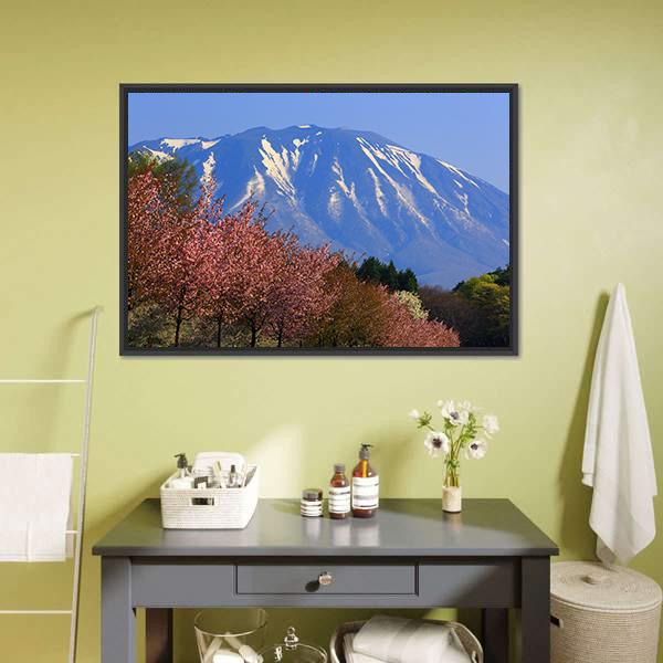 Iwate & Cherry Tree Canvas Wall Art-3 Horizontal-Gallery Wrap-25" x 16"-Tiaracle