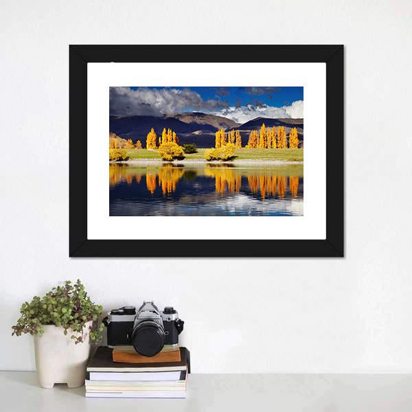 Lake Benmore In Autumn Canvas Wall Art-3 Horizontal-Gallery Wrap-25" x 16"-Tiaracle