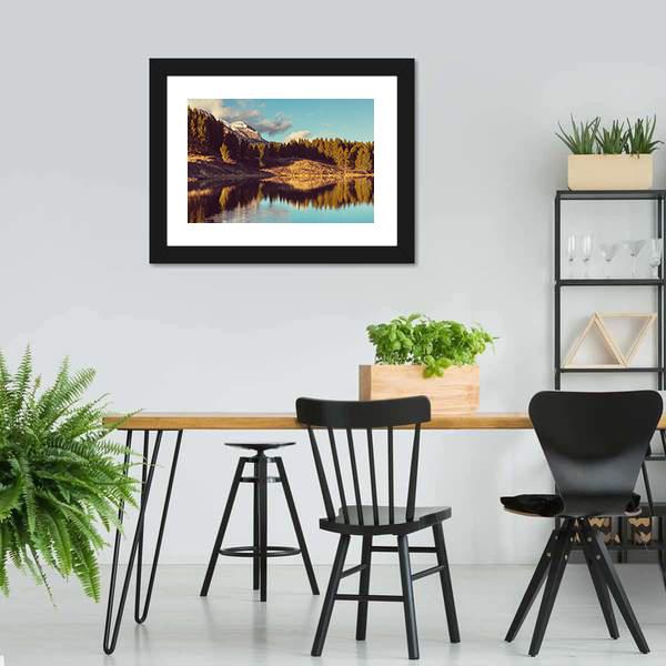 Lake In Rocky Mountains Canvas Wall Art-3 Horizontal-Gallery Wrap-25" x 16"-Tiaracle