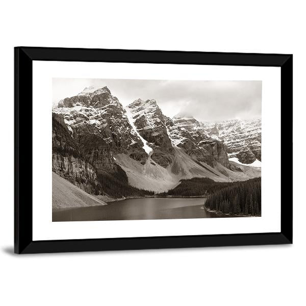 Lake Moraine In Canada Mountain Canvas Wall Art-3 Horizontal-Gallery Wrap-25" x 16"-Tiaracle