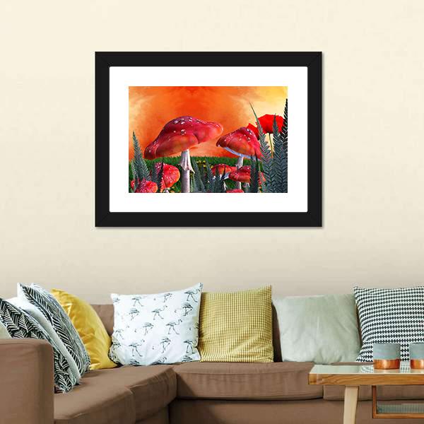Magical Mushrooms Canvas Wall Art-3 Horizontal-Gallery Wrap-25" x 16"-Tiaracle