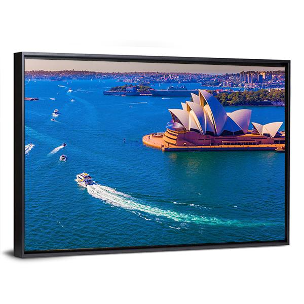 Magnificent Sydney Harbor Canvas Wall Art-1 Piece-Floating Frame-24" x 16"-Tiaracle