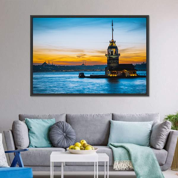 Maiden Tower At Sunset Canvas Wall Art-5 Horizontal-Gallery Wrap-22" x 12"-Tiaracle