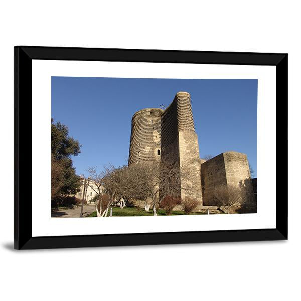 Maiden Tower Azerbaijan Canvas Wall Art-1 Piece-Framed Print-20" x 16"-Tiaracle