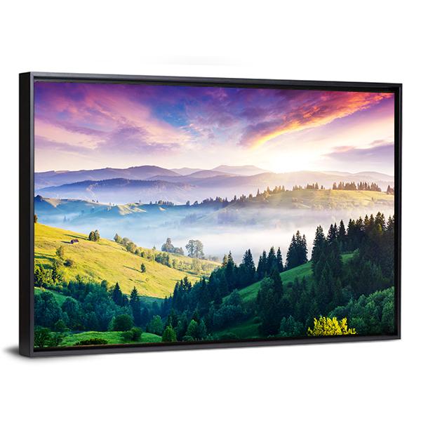 Majestic Mountain Landscape Canvas Wall Art-1 Piece-Floating Frame-24" x 16"-Tiaracle