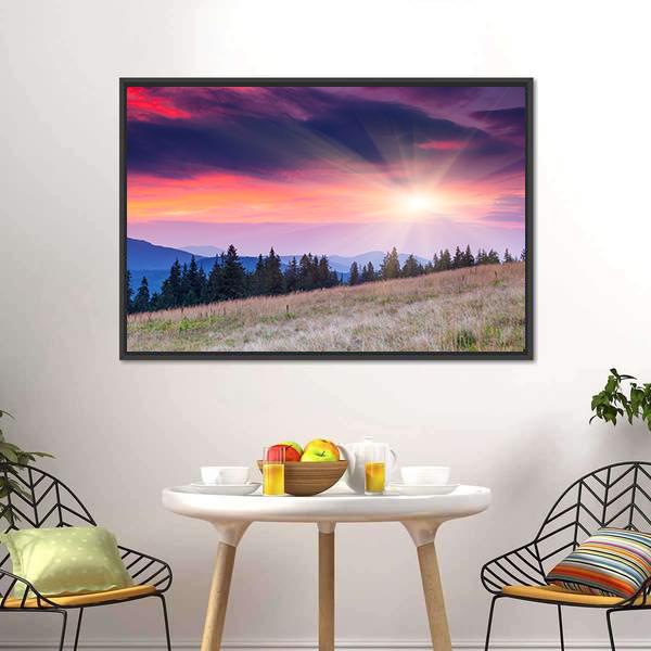 Majestic Mountains Landscape Canvas Wall Art-1 Piece-Floating Frame-36" x 24"-Tiaracle