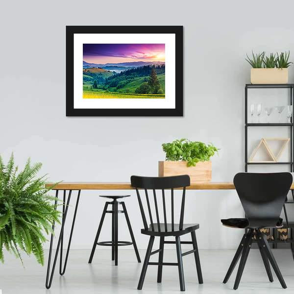 Majestic Sunset In Carpathian Canvas Wall Art-5 Horizontal-Gallery Wrap-22" x 12"-Tiaracle