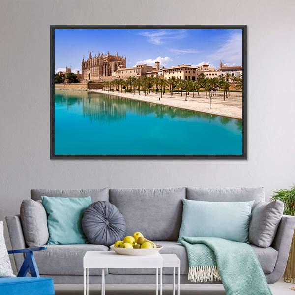 Majorca La Seu Cathedral Canvas Wall Art-5 Horizontal-Gallery Wrap-22" x 12"-Tiaracle